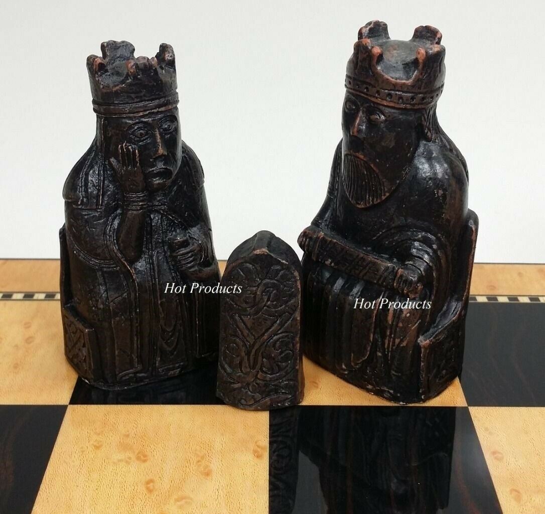 Large Isle of Lewis 3 1/2" King Chess Men Pieces Set Antique White - NO Board