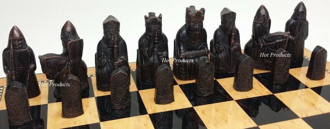 Large Isle of Lewis 3 1/2" King Chess Men Pieces Set Antique White - NO Board