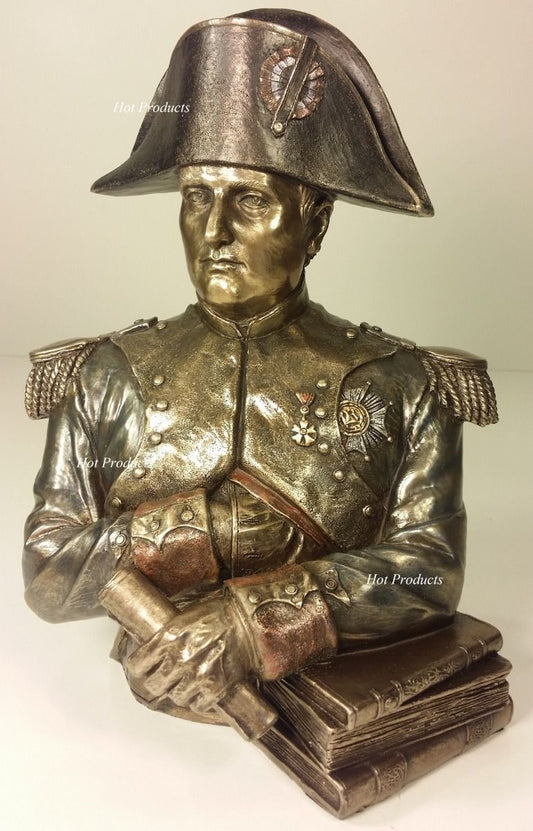 French Leader Napoleon Bonaparte Bust Statue Figurine Bookend Bronze Finish