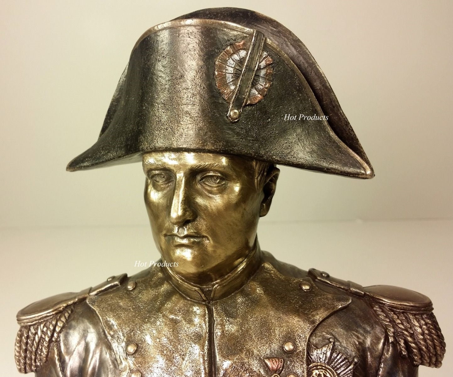 French Leader Napoleon Bonaparte Bust Statue Figurine Bookend Bronze Finish