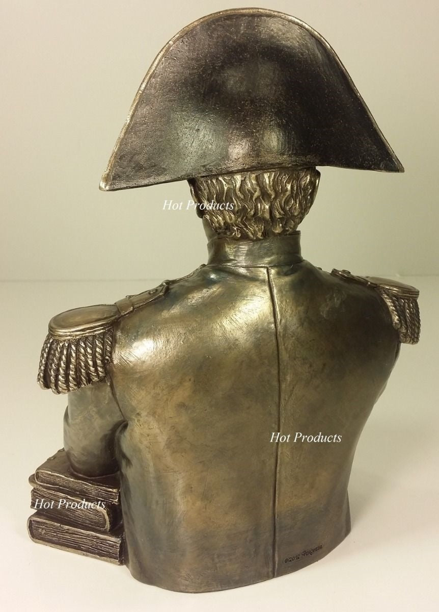 French Leader Napoleon Bonaparte Bust Statue Figurine Bookend Bronze Finish