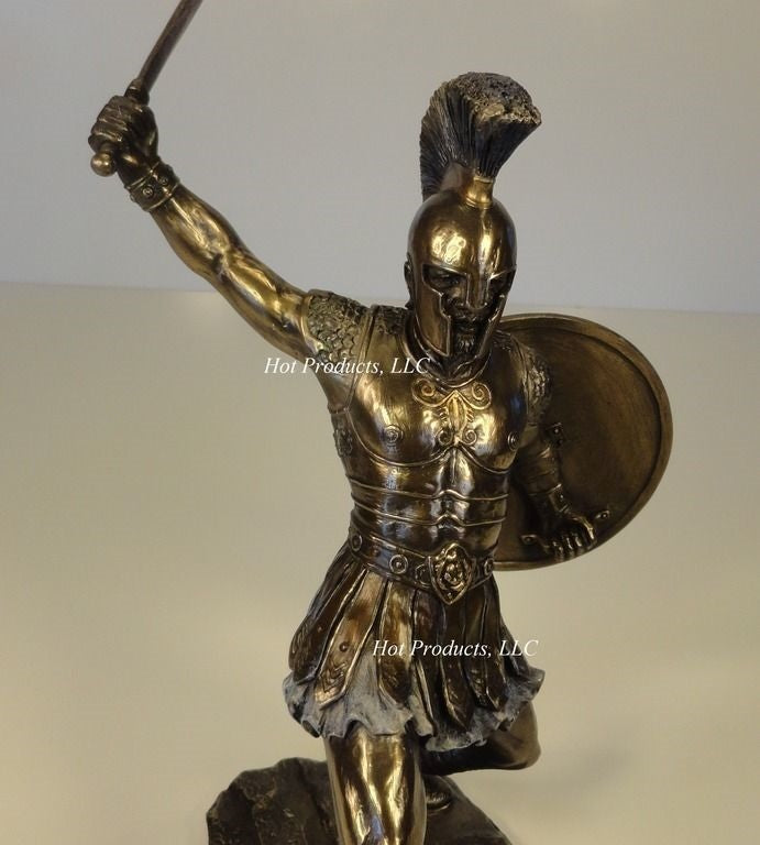 11.5" Hector of Troy W/ Sword & Shield Greek Mythology Statue Bronze Color