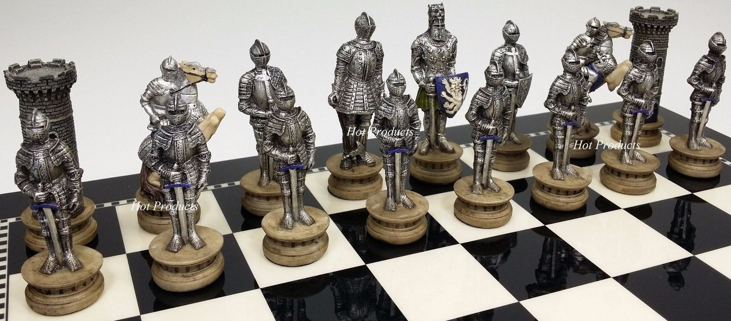 Medieval Times Crusades Gold & Silver Armored Knight Chess Men Set - NO Board