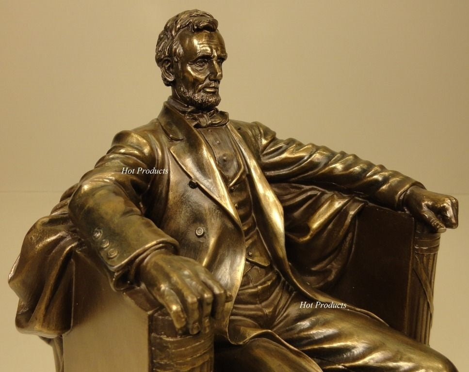 9" President Abraham Lincoln Seated Sculpture Statue Book End Bronze Finish