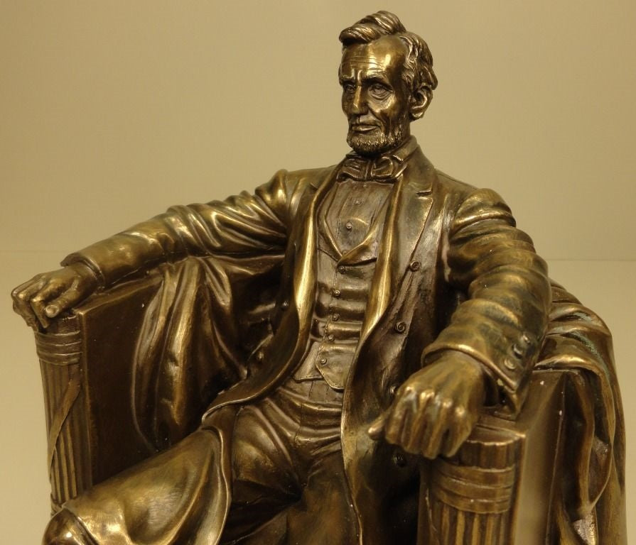 9" President Abraham Lincoln Seated Sculpture Statue Book End Bronze Finish