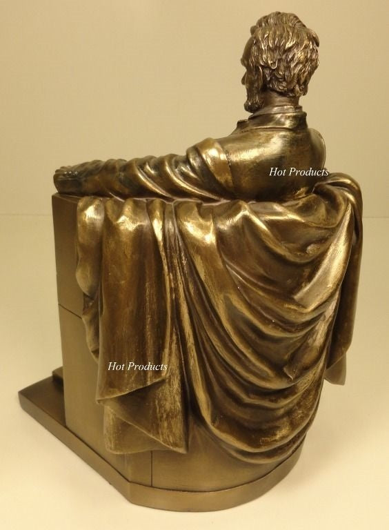 9" President Abraham Lincoln Seated Sculpture Statue Book End Bronze Finish