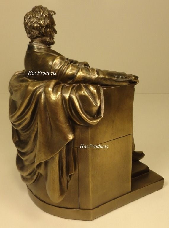 9" President Abraham Lincoln Seated Sculpture Statue Book End Bronze Finish