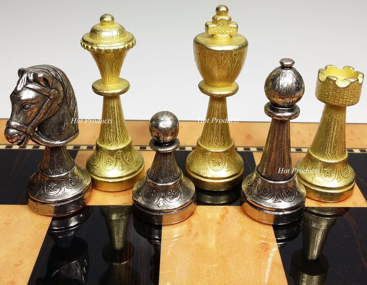 Italfama Brass Classic Metal Gold Silver Color Staunton Chess Men Set - NO BOARD