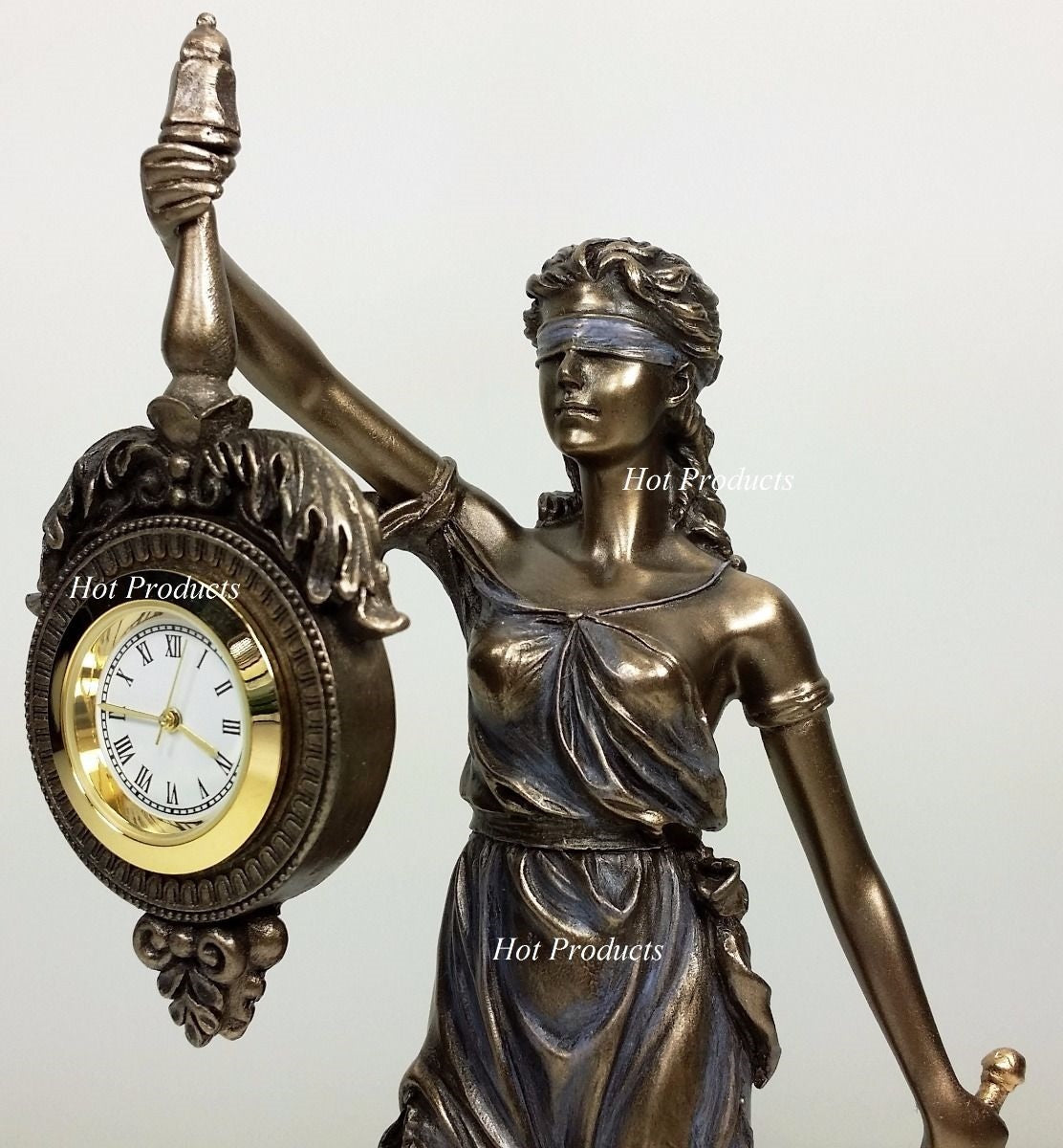 BLIND LADY JUSTICE Desk / Table CLOCK Lawyer Attorney Gift Statue La Justicia