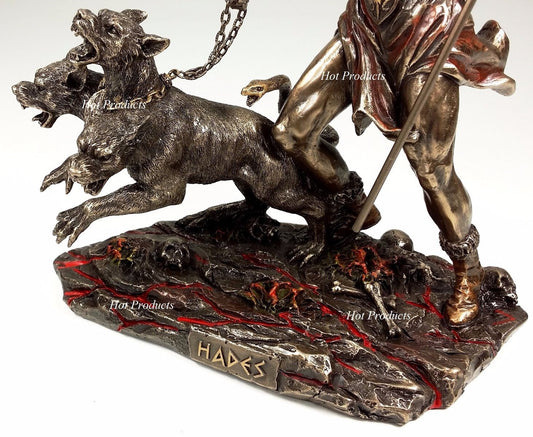 HADES & CERBERUS Greek Mythology God of the Underworld Statue Bronze Color