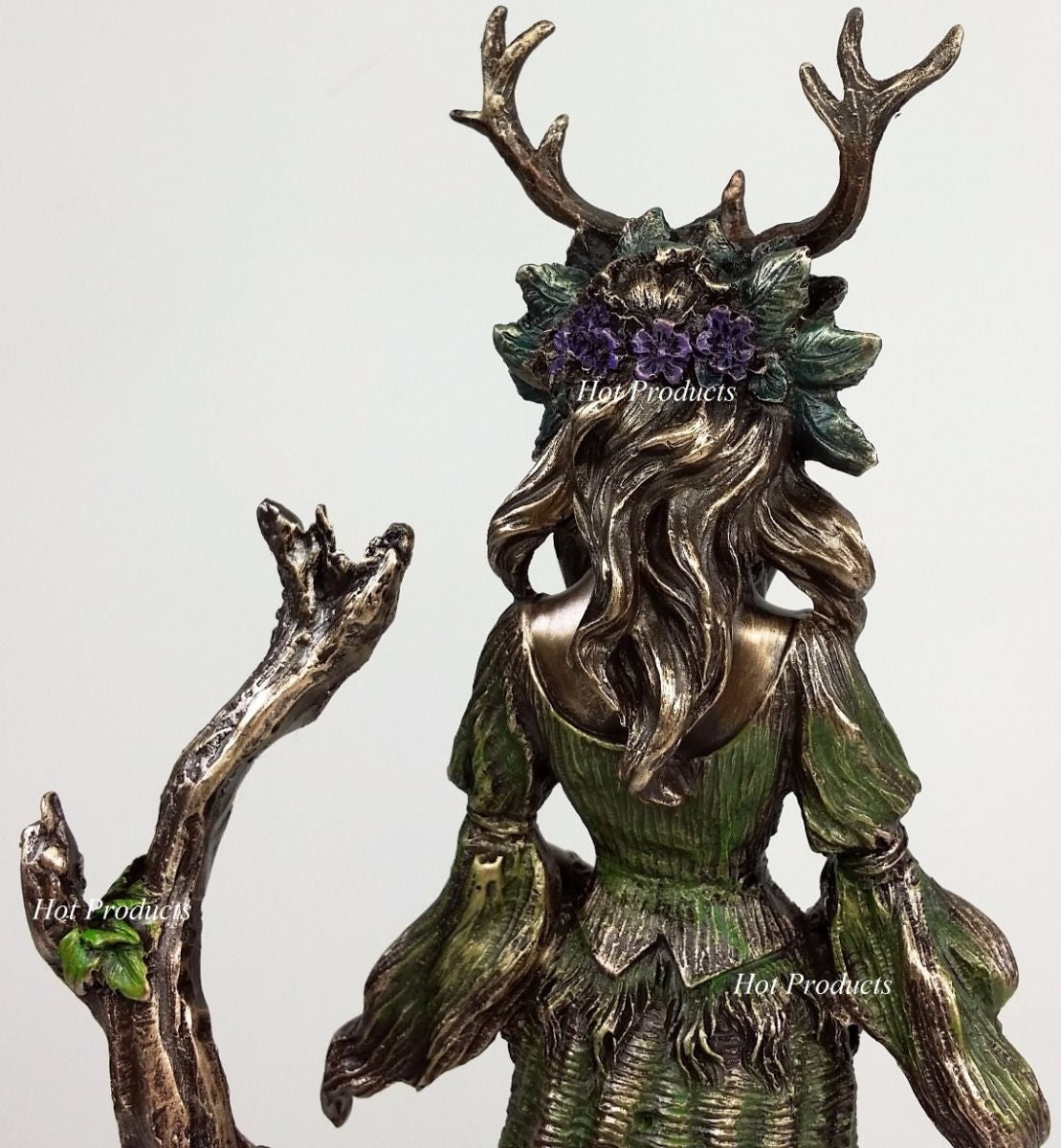 10" Antlered Guardian Goddess Of the Trees Viking Statue Bronze Finish