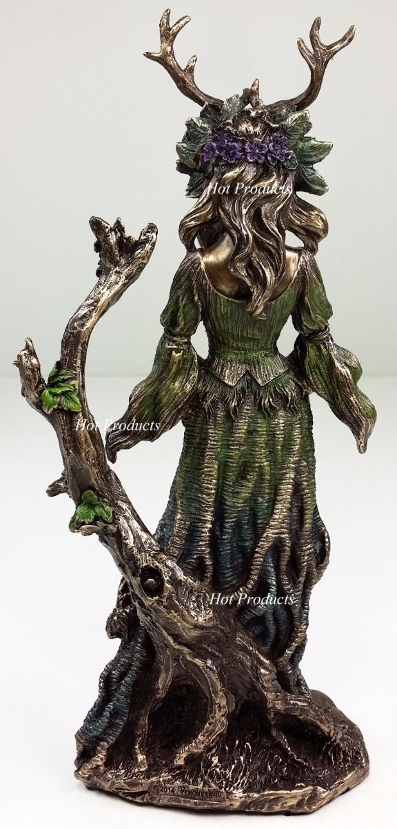 10" Antlered Guardian Goddess Of the Trees Viking Statue Bronze Finish