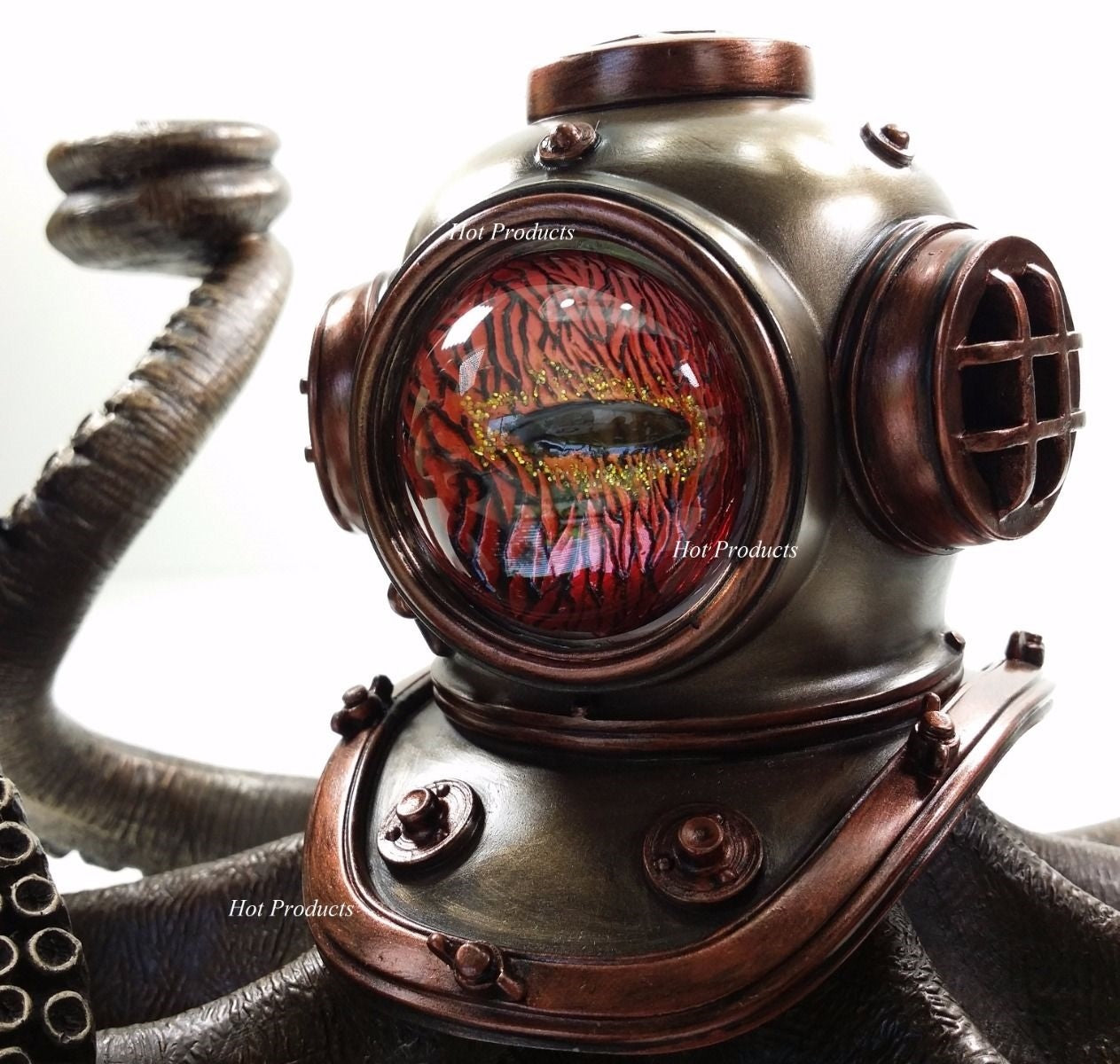 Nautical Steampunk Octopus Candelabrum Diving Helmet Candle Holder Statue Bronze