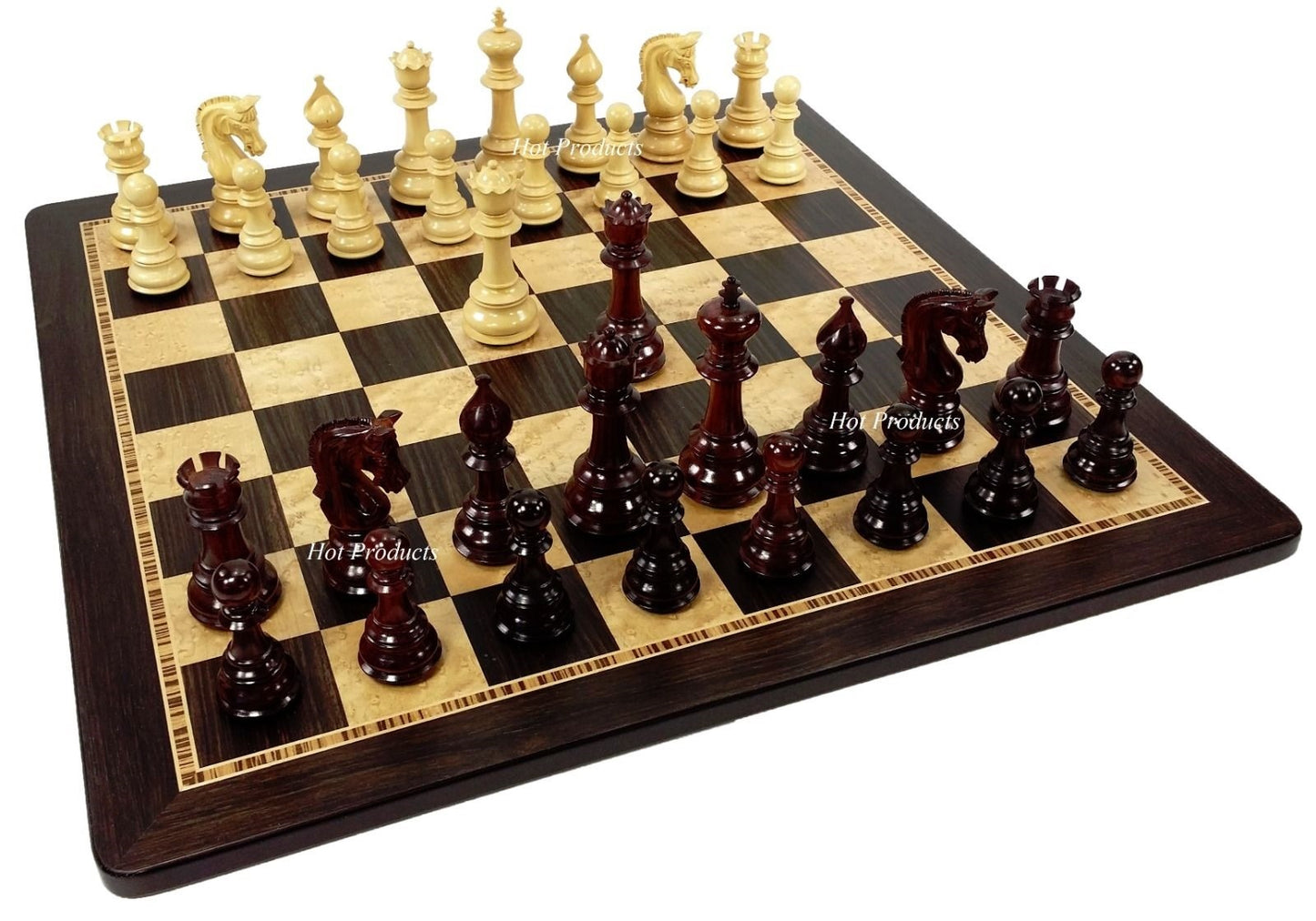 Blood ROSEWOOD Large 4 3/8" King Staunton LUXURY Chess Set W 20.5" Ebony Board