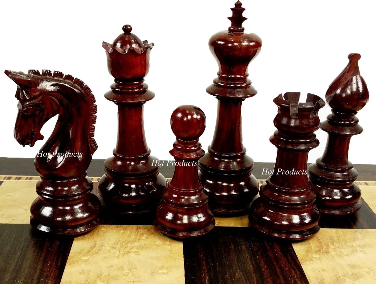 Blood ROSEWOOD Large 4 3/8" King Staunton LUXURY Chess Set W 20.5" Ebony Board