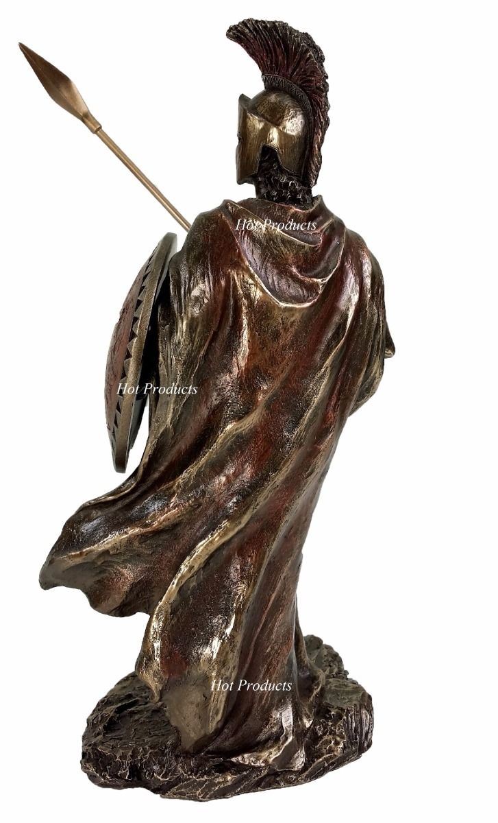 10" Leonidas Greek Warrior Spartan King Statue Spear Hoplite Shield Bronze Color