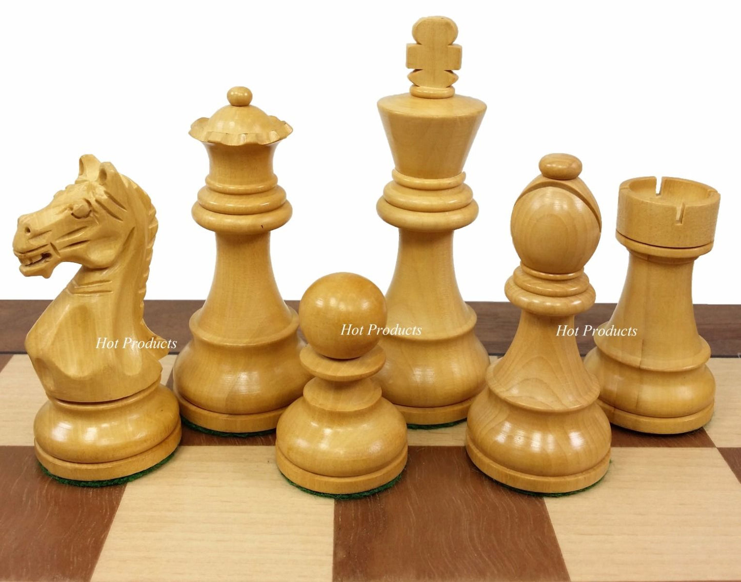 4 QN Black Supreme Knight Staunton Wood Chess Set W/ 17" Walnut & Maple Board