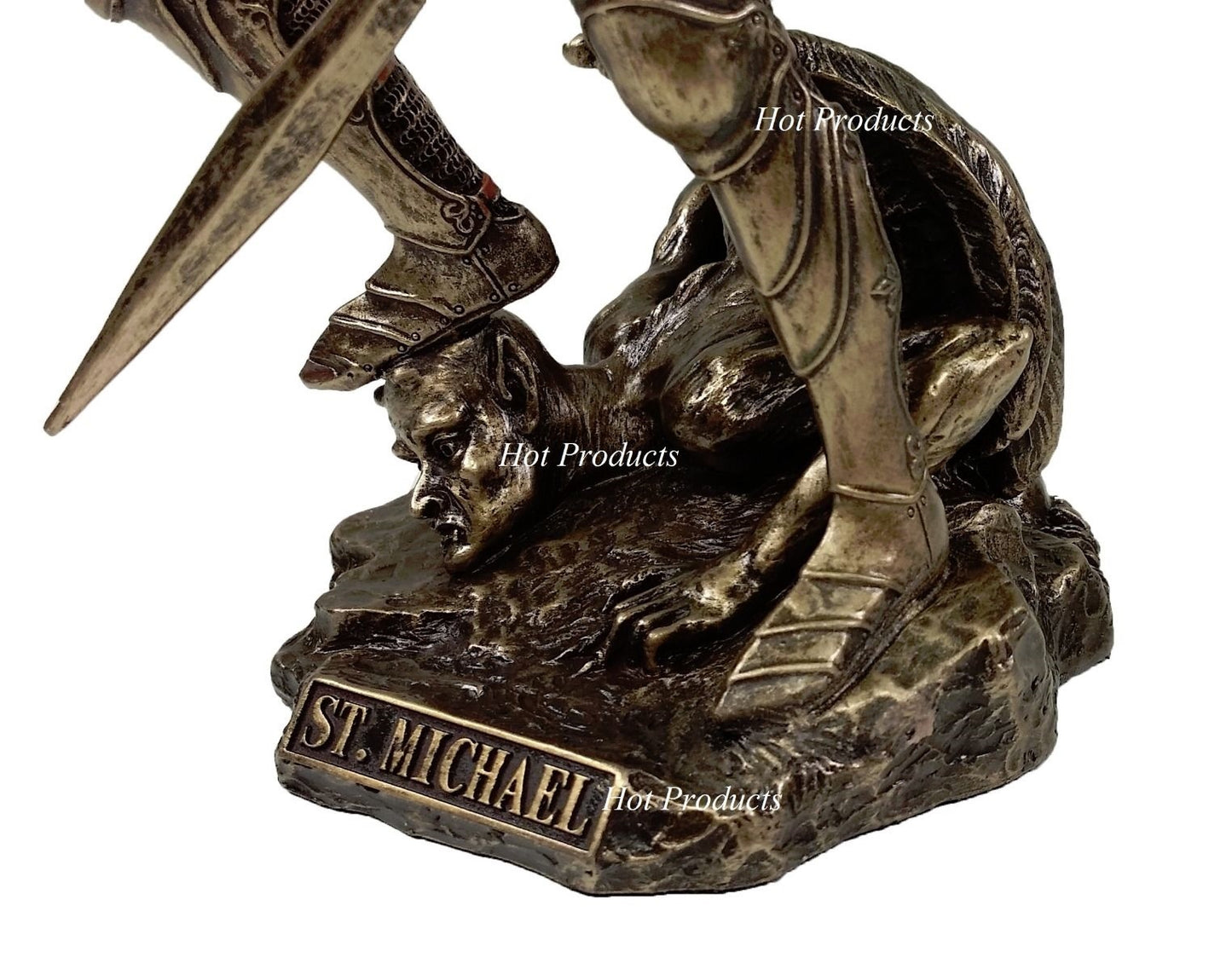 PAIR Saint Michael & Gabriel Archangel Sword & Shield Statue Bronze Color