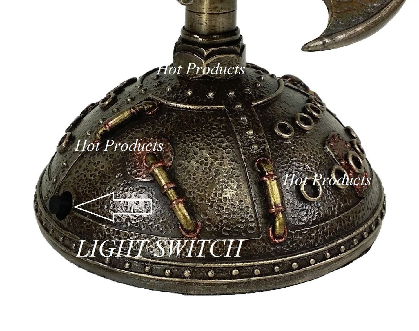 12" LED NIGHTLIGHT Steampunk Submarine Anglerfish Statue Sculpture Bronze Finish