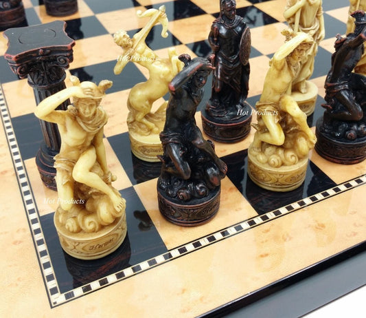 Zeus Greek Roman Mythology Gods Chess Set 15" Walnut Birdseye Maple Color Board