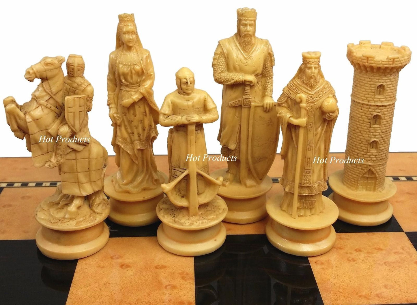 Medieval Times Crusades King Richard Chess Men Set Antique Color - NO Board