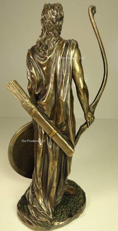 11 3/4" Apollo God of Sun W/ Bow Greek Mythology Statue Bronze Finish semi nude