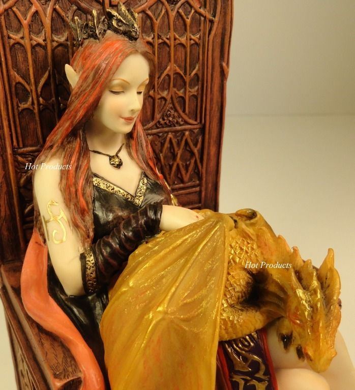 Anne Stokes Friends Forever Fairy Elf and Dragon Statue Sculpture Hand Painted