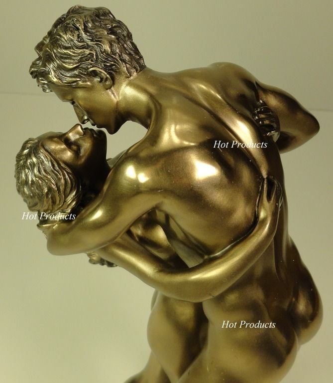 LOVERS KISS STANDING Sculpture Nude Male Female Erotic Statue Bronze Finish