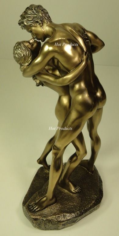 LOVERS KISS STANDING Sculpture Nude Male Female Erotic Statue Bronze Finish