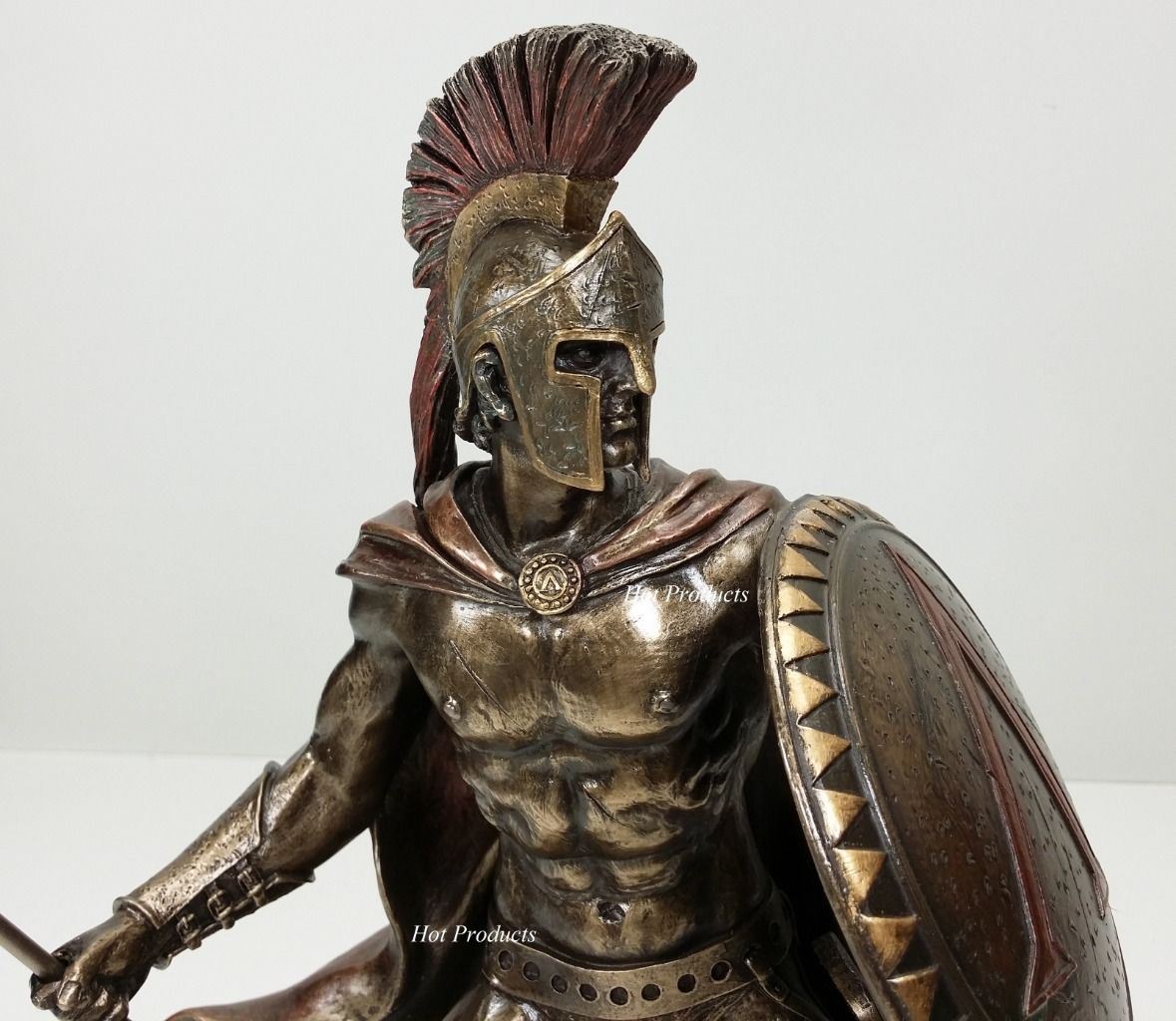 13.5" Leonidas Greek Warrior Spartan King Statue Sculpture W/ Spear & Shield