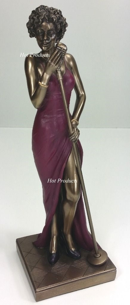 12" Jazz Band Collection Female Singer Home Décor Statue Red & Bronze Color