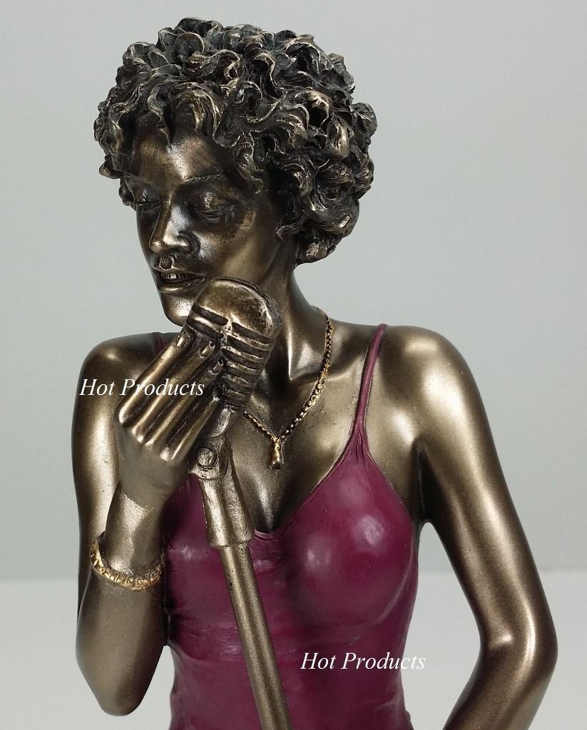 12" Jazz Band Collection Female Singer Home Décor Statue Red & Bronze Color