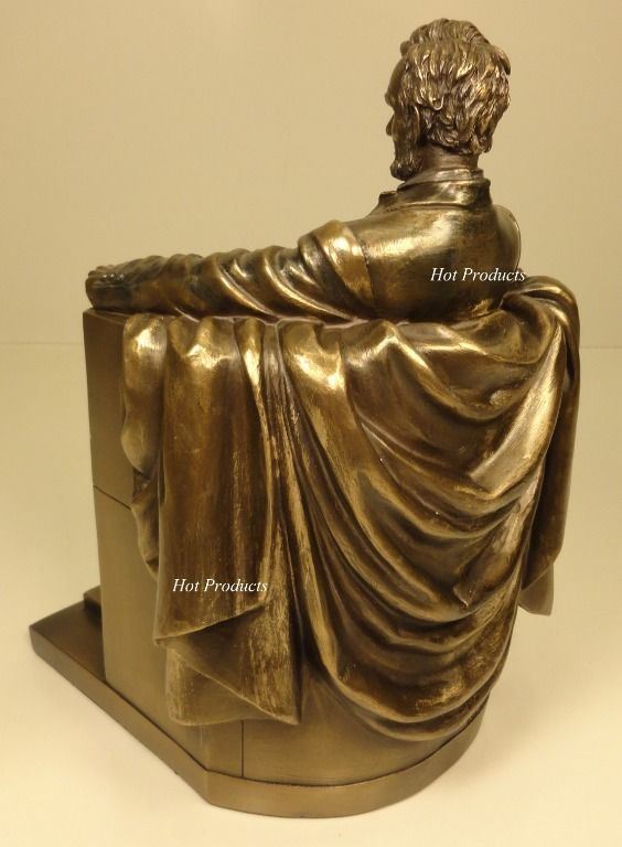 PAIR OF BOOK ENDS President Abraham Lincoln Seated Statue Bronze Finish Bookends