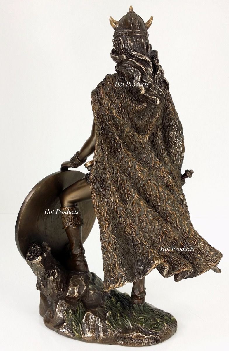 Viking Shieldmaiden Norse Mythology Statue Bronze Finish Shield Maiden
