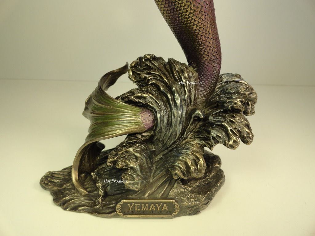 10.5" Orisha Yemaya Ocean Goddess Yoruba African Statue Sculpture Bronze Finish