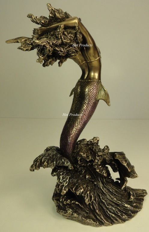 10.5" Orisha Yemaya Ocean Goddess Yoruba African Statue Sculpture Bronze Finish