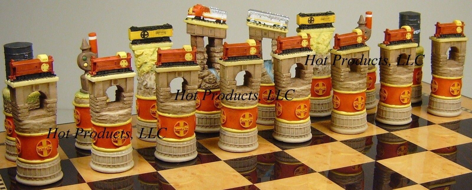 Santa Fe Railway Trains Steam vs Diesel Train Men Chess Set - NO Board ...