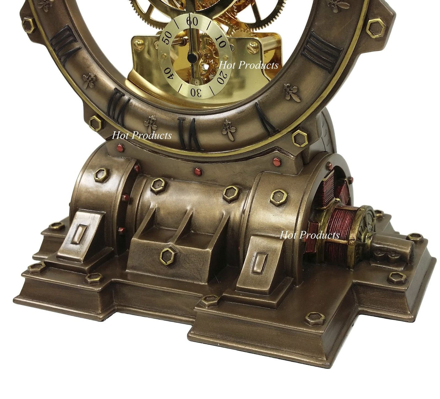 Generator Chiming Bell Gear Desktop Mantle Clock Statue Antique Bronze Finish