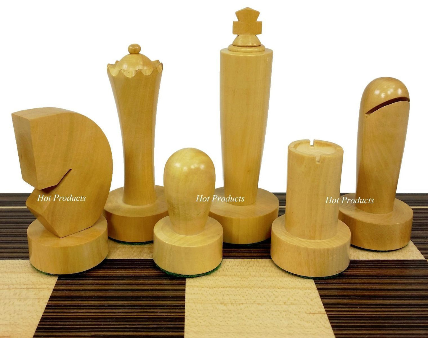 4 QUEENS Staunton MODERN BERLINER Wood Chess Set BLACK & NATURAL 17" Ebony Board