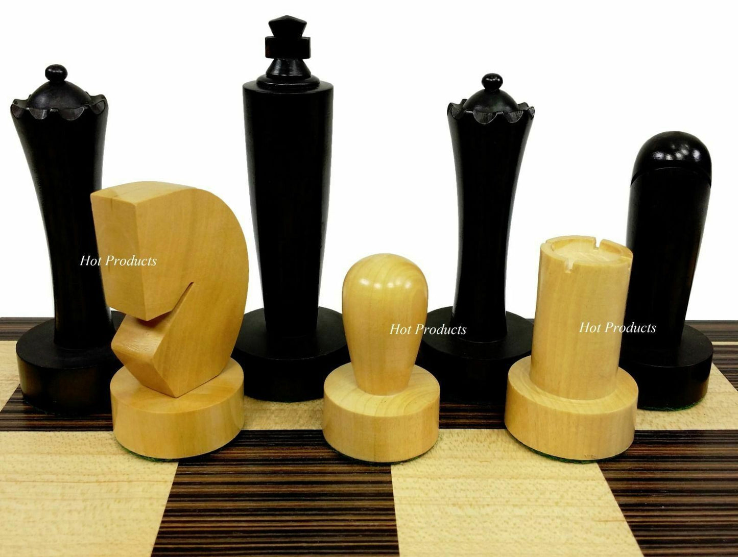 4 Queens Staunton Modern Berliner Wood Chess Men Set Black & Natural -NO BOARD