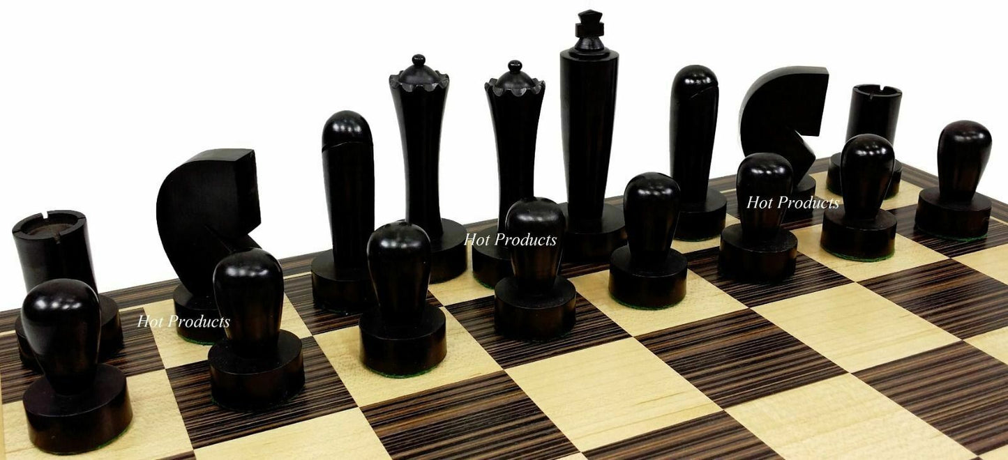 4 Queens Staunton Modern Berliner Wood Chess Men Set Black & Natural -NO BOARD