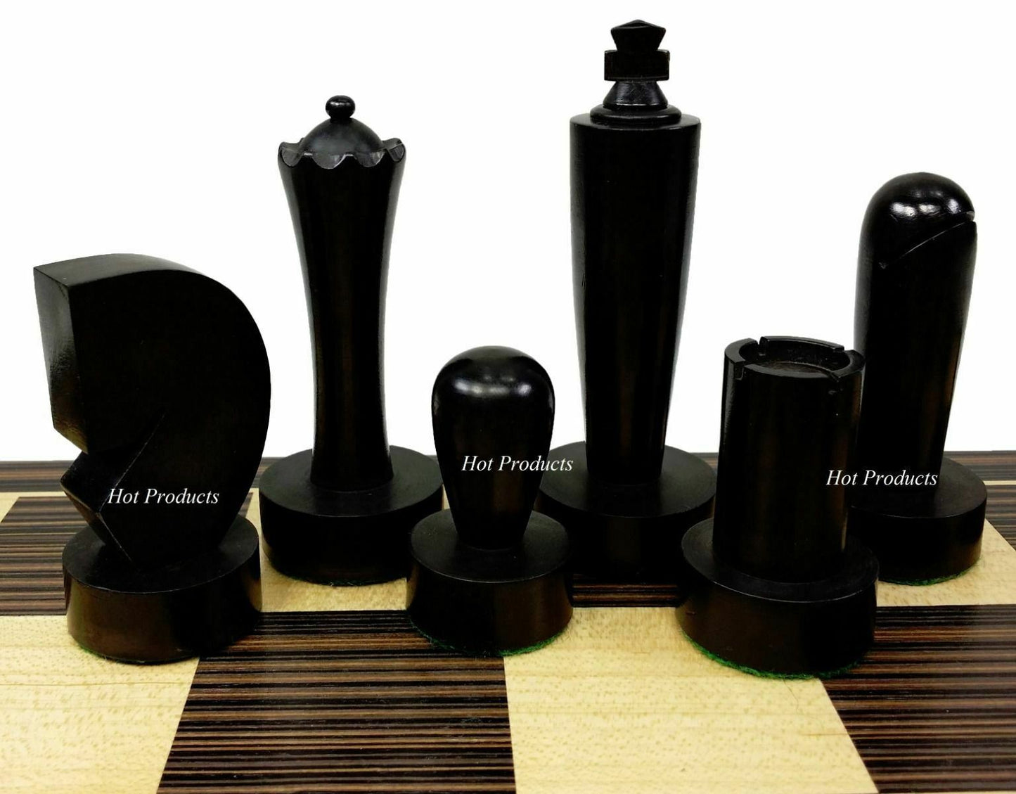 4 Queens Staunton Modern Berliner Wood Chess Men Set Black & Natural -NO BOARD