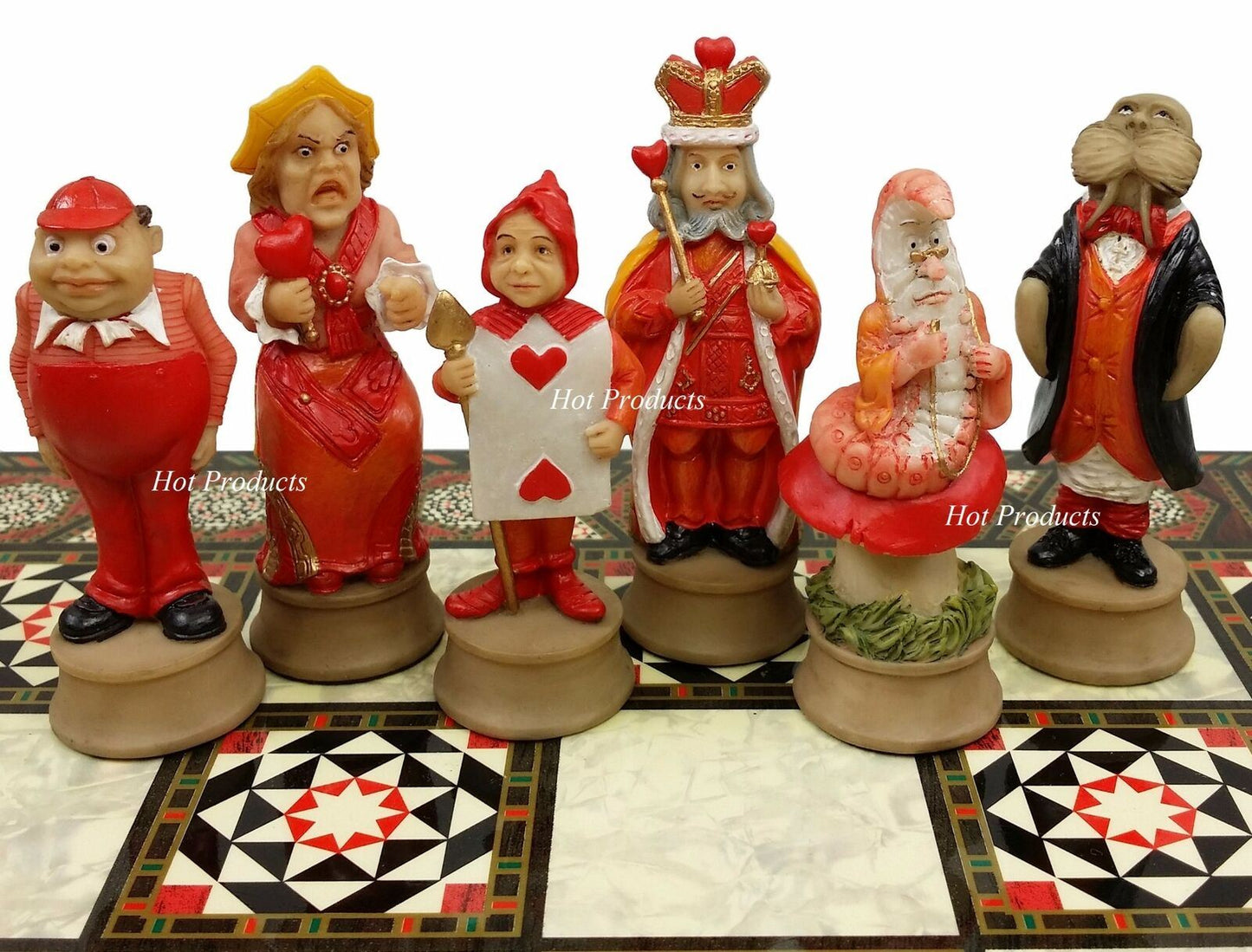 Alice in Wonderland Fantasy Chess Set W/ 17" Mosaic Color Board