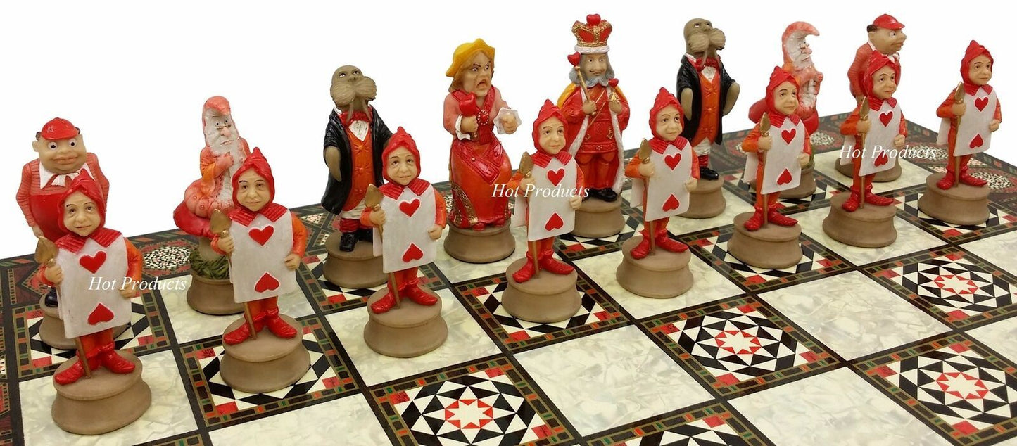 Alice in Wonderland Fantasy Chess Set W/ 17" Mosaic Color Board