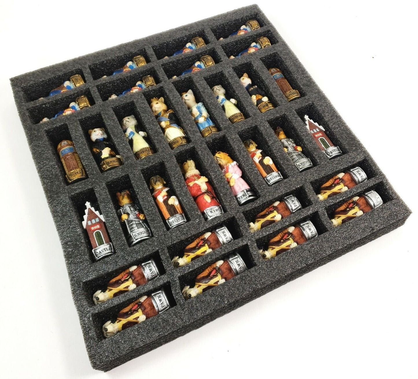 Royal Cats Vs Dogs Animal Chess Chess Set with 18" Walnut Color Board