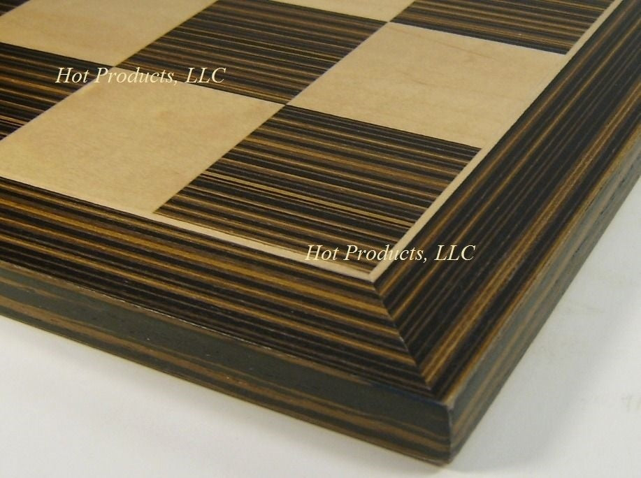 19 5/8" Ebony Black & Maple Wood Large Chess Board