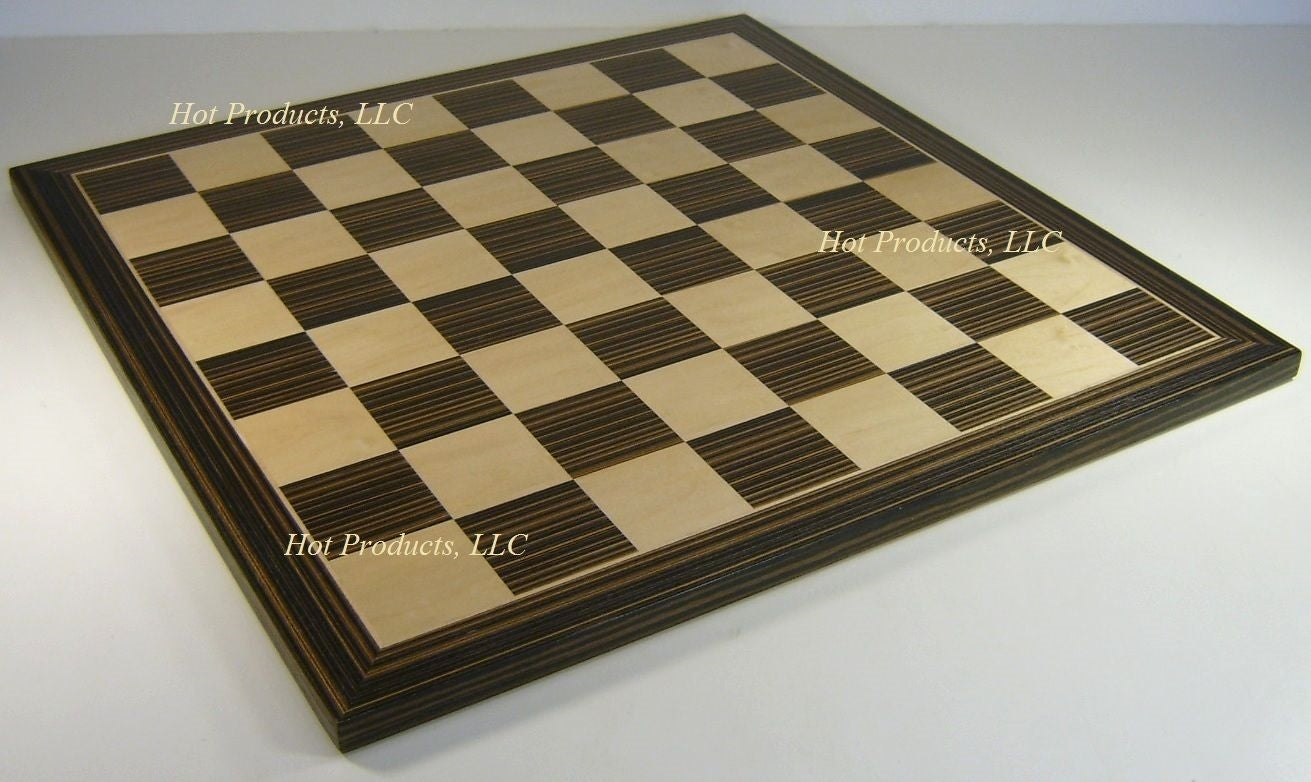 19 5/8" Ebony Black & Maple Wood Large Chess Board