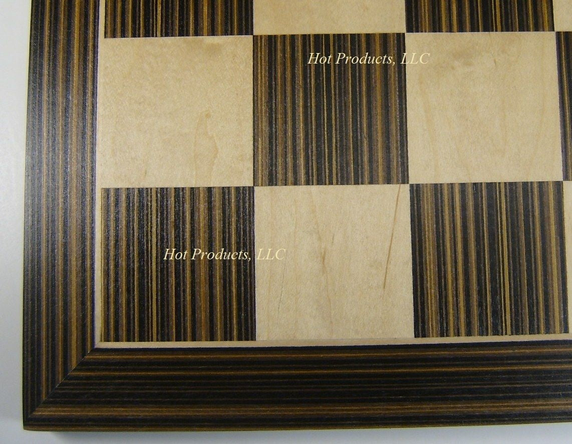 19 5/8" Ebony Black & Maple Wood Large Chess Board