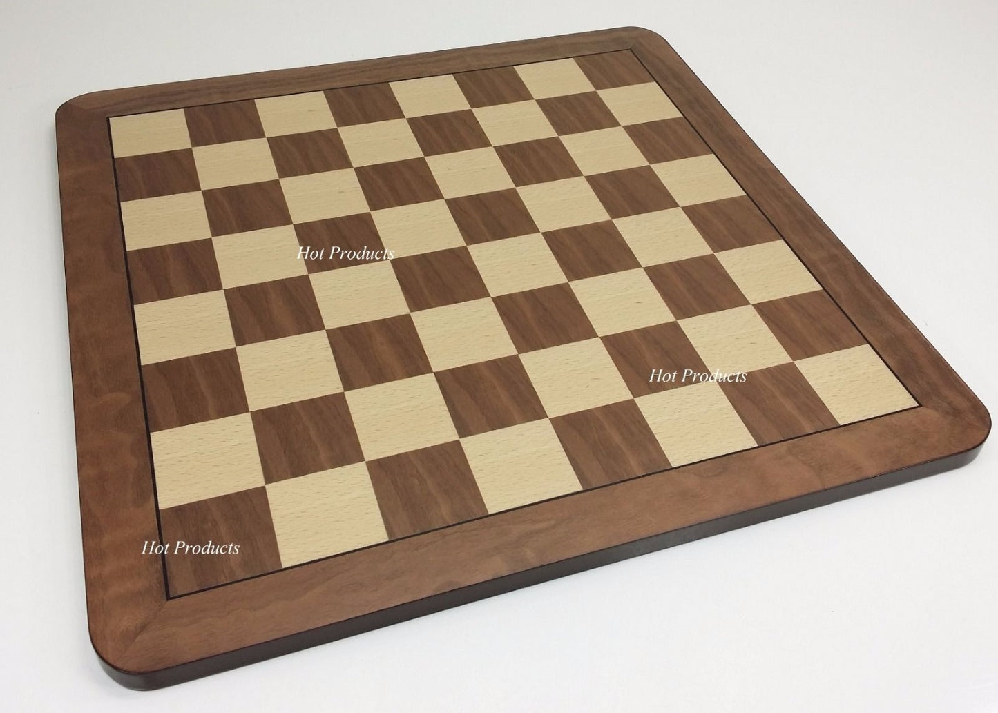 LARGE 19" WOODEN CHESS BOARD NATURAL MAPLE & WALNUT WOOD NEW