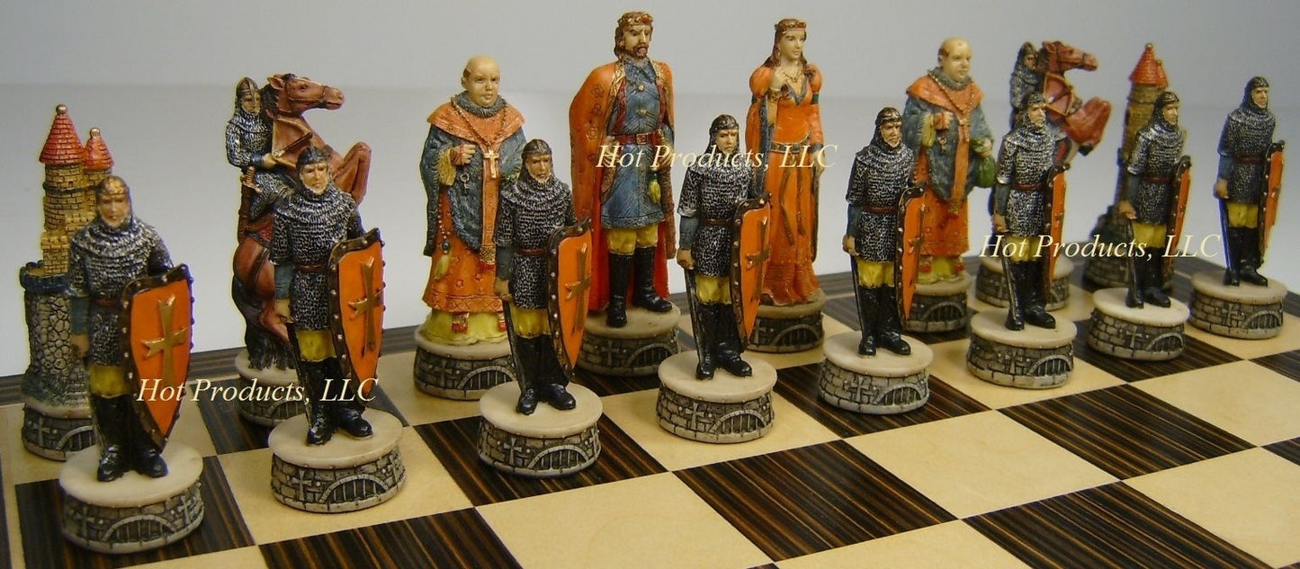 Medieval Times ROBIN HOOD Chess Set W/ 14" Ebony Black & Maple Wood Board